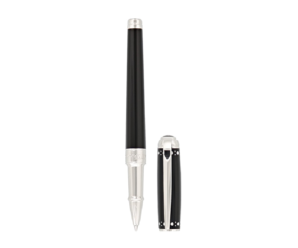 Derby Line D Medium Black Natural Lacquer &amp; Palladium Finish Rollerball Point Pen